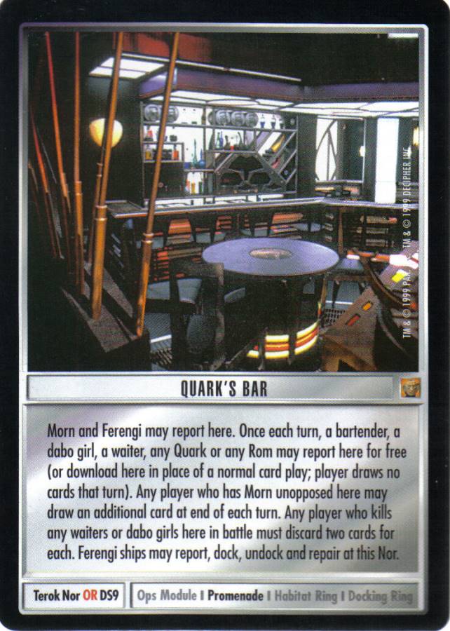 STAR TREK CCG RULES OF ACQUISITION RARE CARD QUARK'S BAR