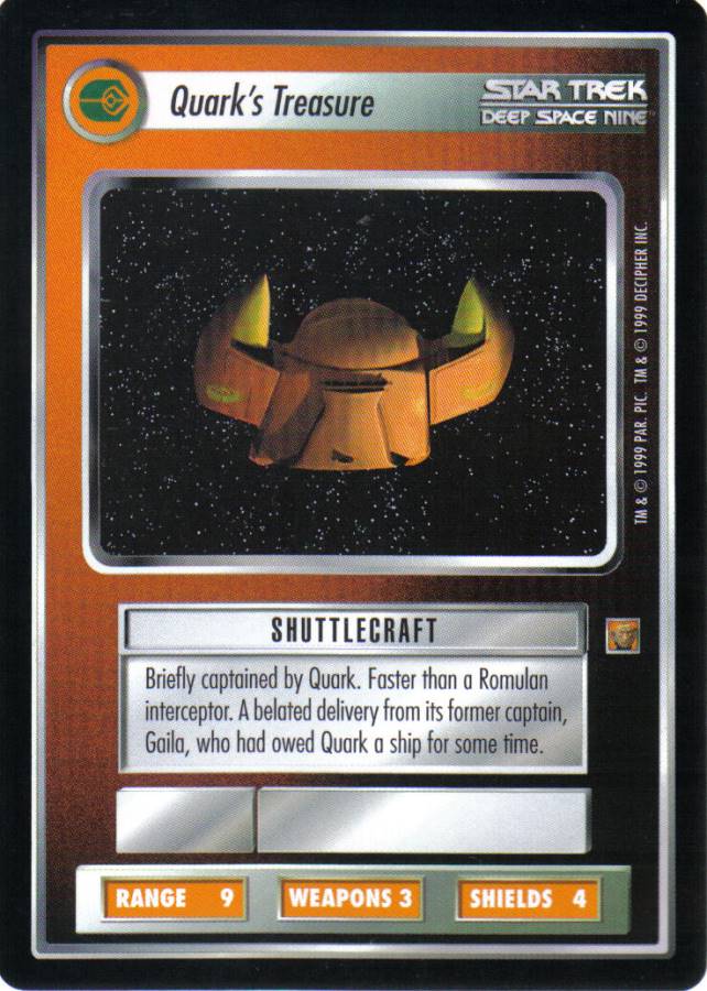 STAR TREK CCG RULES OF ACQUISITION RARE CARD QUARK'S TREASURE