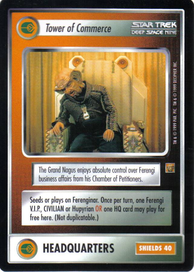 STAR TREK CCG RULES OF ACQUISITION RARE CARD TOWER OF COMMERCE