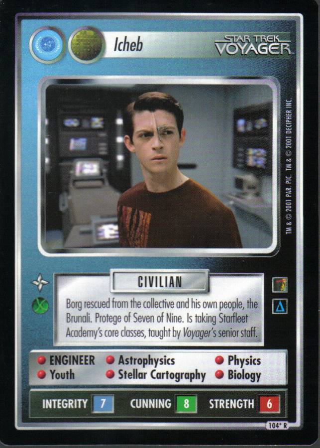 STAR TREK CCG THE BORG RARE CARD ICHEB (federation) ex