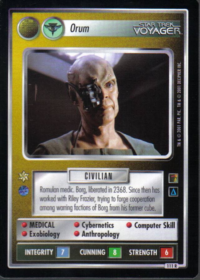 STAR TREK CCG THE BORG RARE CARD ORUM (non aligned) ex