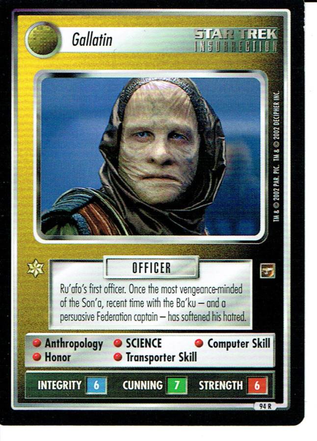 STAR TREK CCG THE MOTION PICTURES RARE CARD GALLATIN ex