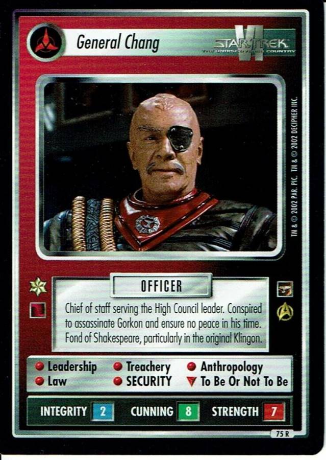STAR TREK CCG THE MOTION PICTURES RARE CARD GENERAL CHANG ex