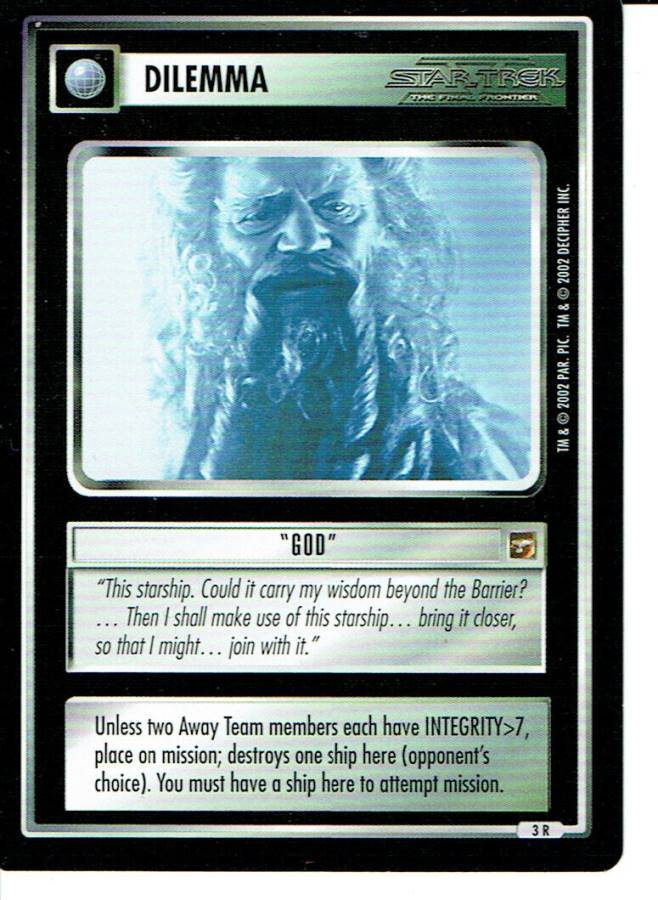 STAR TREK CCG THE MOTION PICTURES RARE CARD GOD