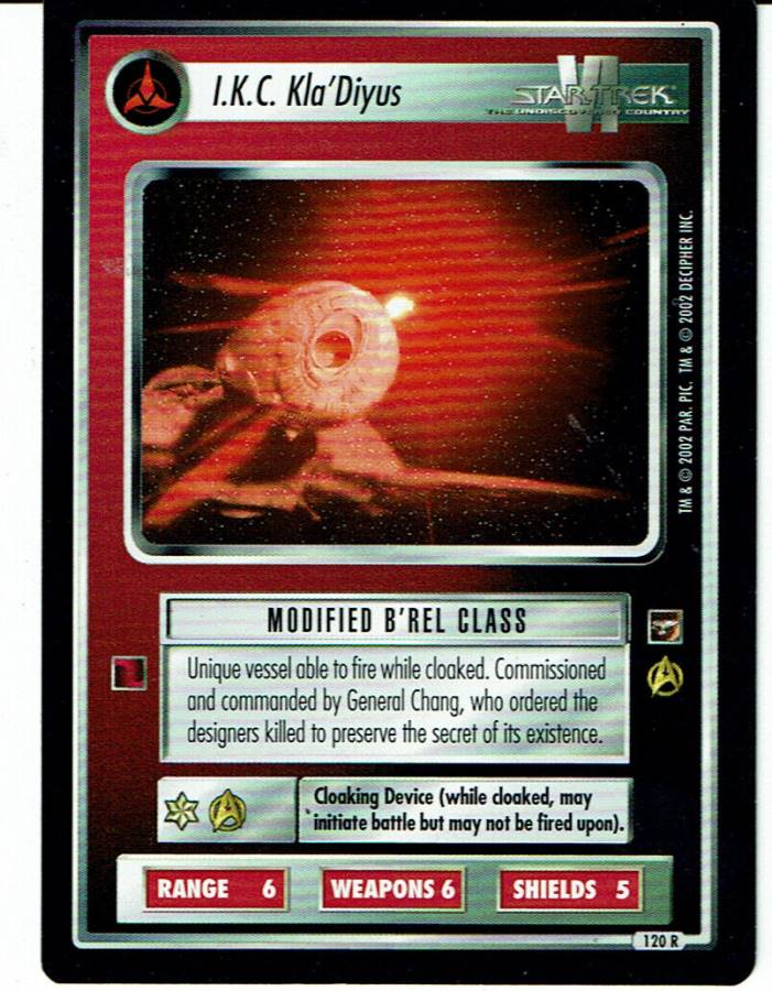STAR TREK CCG THE MOTION PICTURES RARE CARD I.K.C KLA'DIYUS