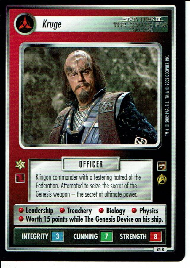 STAR TREK CCG THE MOTION PICTURES RARE CARD KRUGE