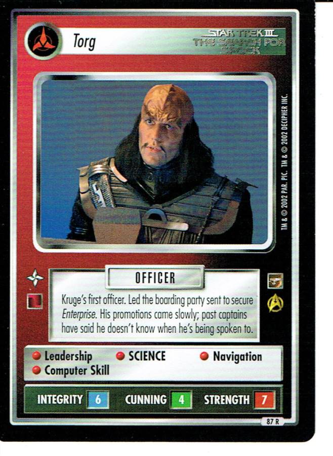 STAR TREK CCG THE MOTION PICTURES RARE CARD TORG