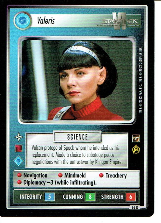 STAR TREK CCG THE MOTION PICTURES RARE CARD VALERIS