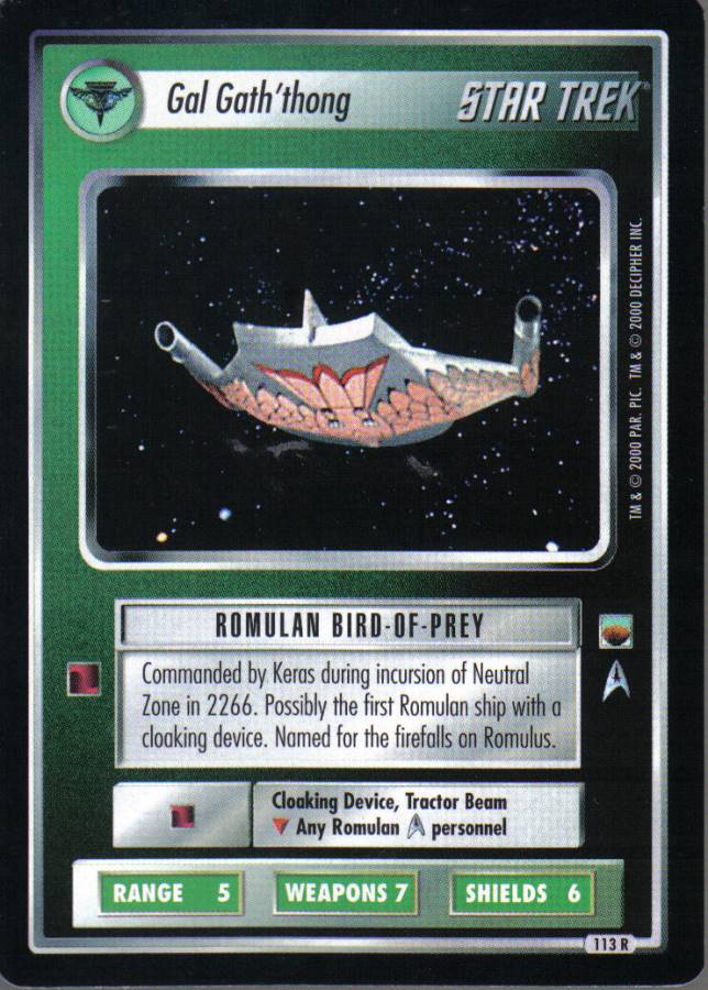 STAR TREK CCG TROUBLE WITH TRIBBLES RARE CARD GAL GATH'THONG