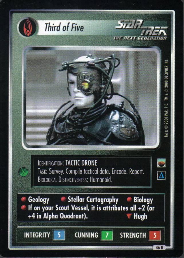 STAR TREK CCG TROUBLE WITH TRIBBLES RARE CARD THIRD OF FIVE