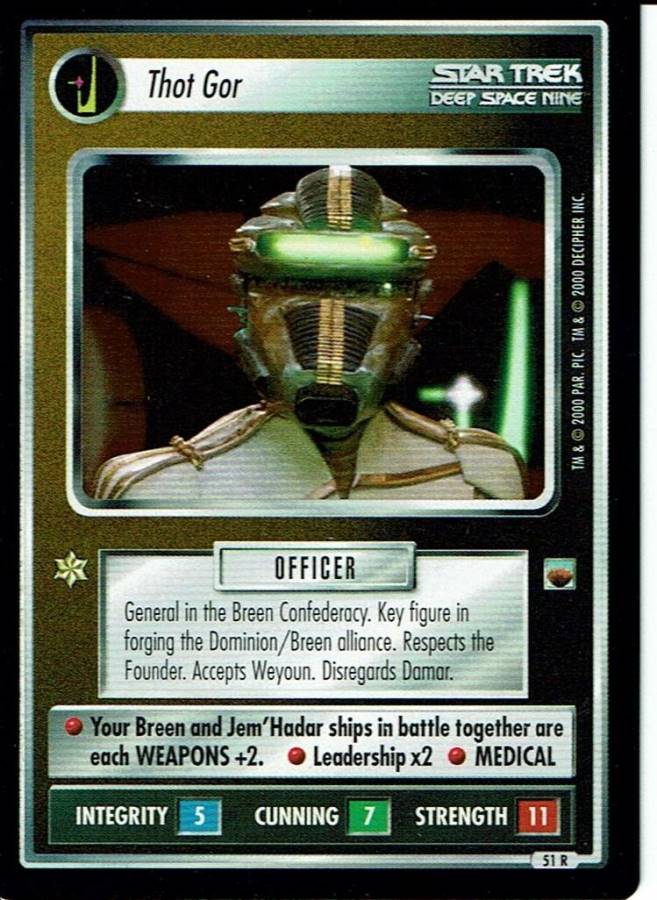 STAR TREK CCG TROUBLE WITH TRIBBLES RARE CARD THOT GOR