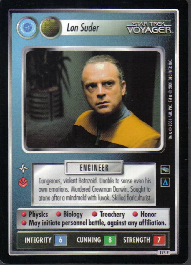 STAR TREK CCG VOYAGER RARE CARD LON SUDER (federation)