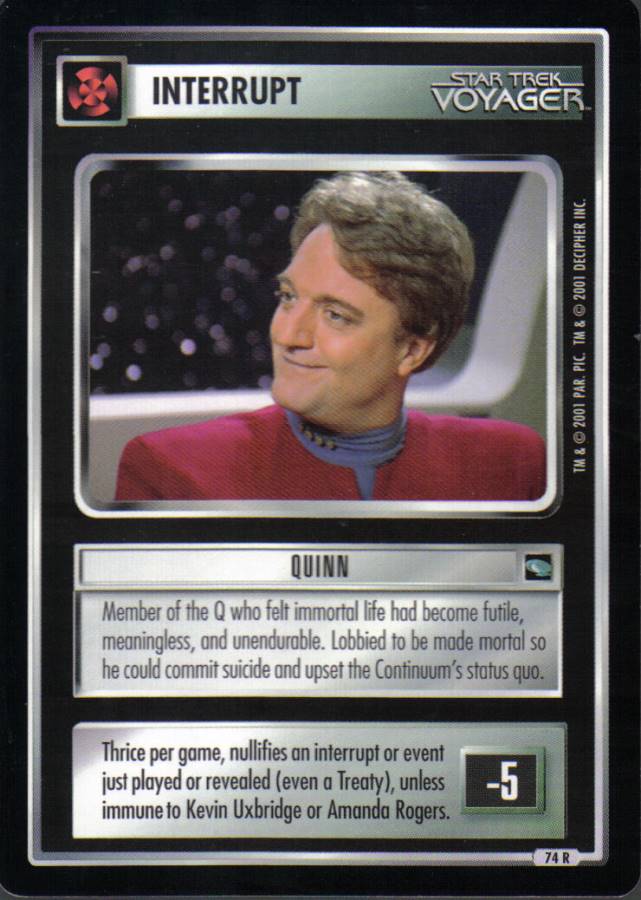 STAR TREK CCG VOYAGER RARE CARD QUINN