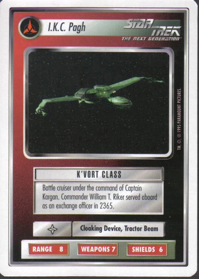 STAR TREK CCG WHITE BORDER PREMIERE 1995 BETA RARE CARD I.K.C. PAGH