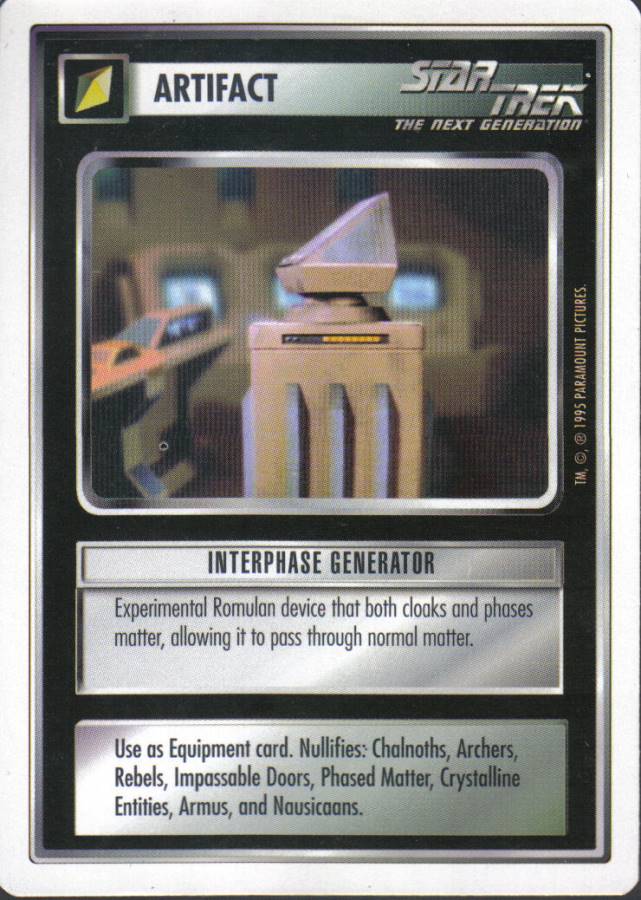 STAR TREK CCG WHITE BORDER PREMIERE 1995 BETA RARE CARD INTERPHASE GENERATOR