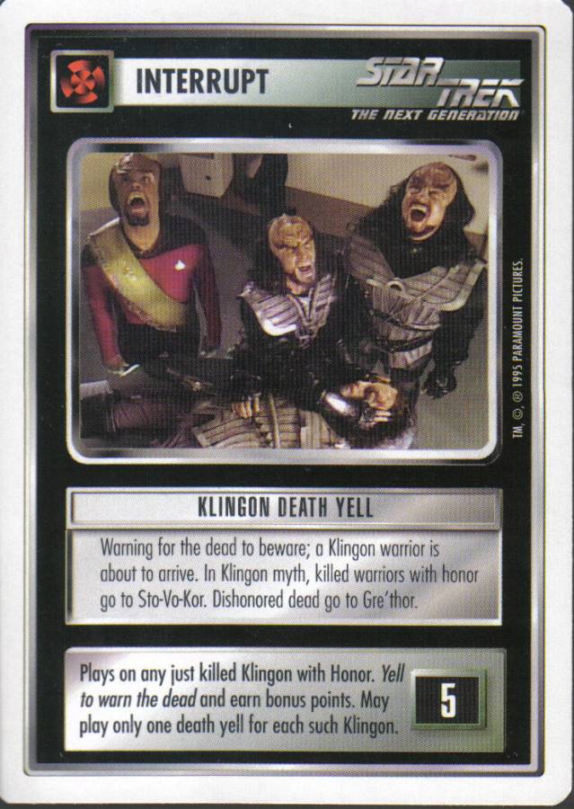 STAR TREK CCG WHITE BORDER PREMIERE 1995 BETA RARE CARD KLINGON DEATH YELL ex