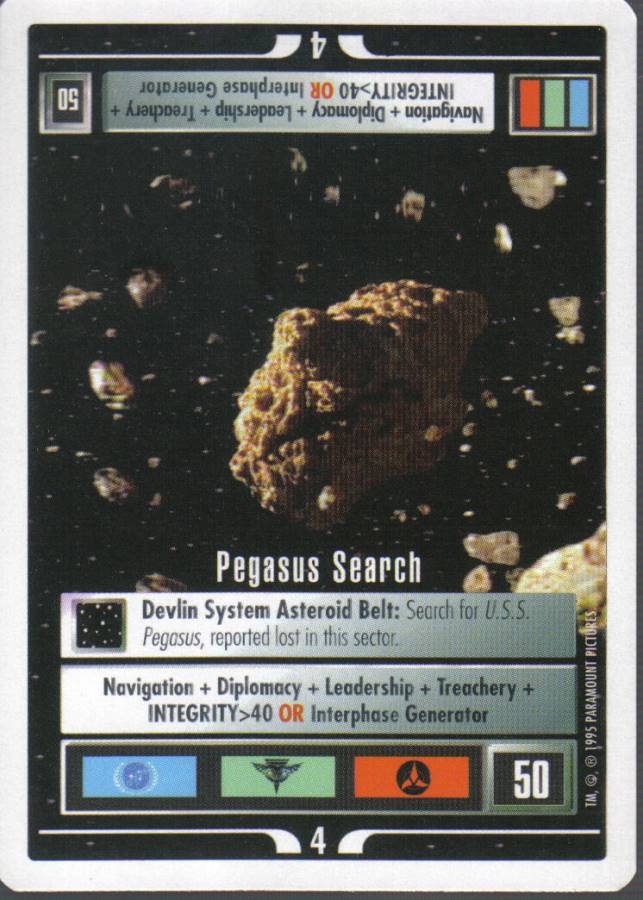 STAR TREK CCG WHITE BORDER PREMIERE 1995 BETA RARE CARD PEGASUS SEARCH ex