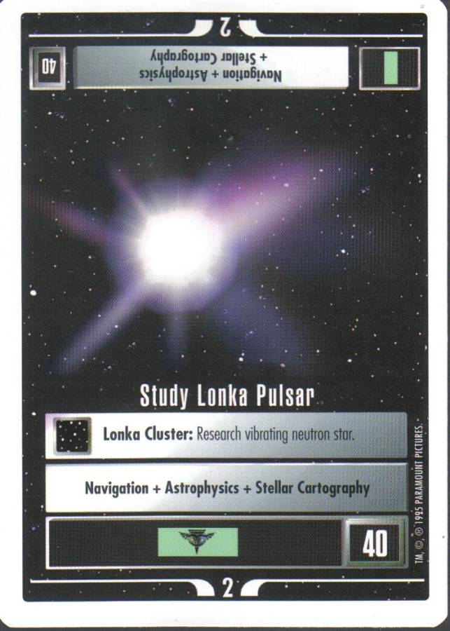 STAR TREK CCG WHITE BORDER PREMIERE 1995 BETA RARE CARD STUDY LONKA PULSAR ex