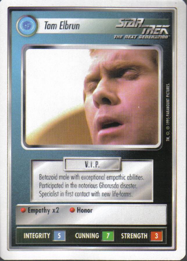 STAR TREK CCG WHITE BORDER PREMIERE 1995 BETA RARE CARD TAM ELBRUN ex