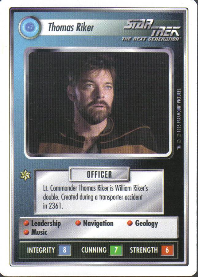 STAR TREK CCG WHITE BORDER PREMIERE 1995 BETA RARE CARD THOMAS RIKER