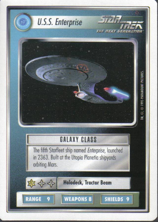 STAR TREK CCG WHITE BORDER PREMIERE 1995 BETA RARE CARD U.S.S. ENTERPRISE ex
