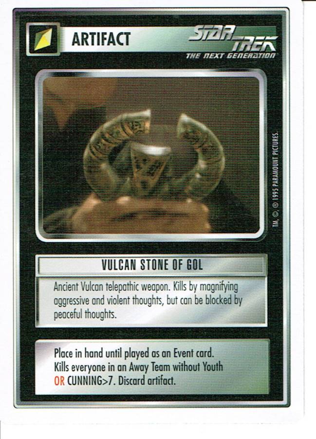 STAR TREK CCG WHITE BORDER PREMIERE 1995 BETA RARE CARD VULCAN STONE OF GOL ex