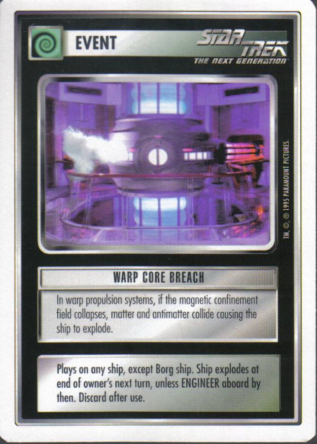 STAR TREK CCG WHITE BORDER PREMIERE 1995 BETA RARE CARD WARP CORE BREACH ex