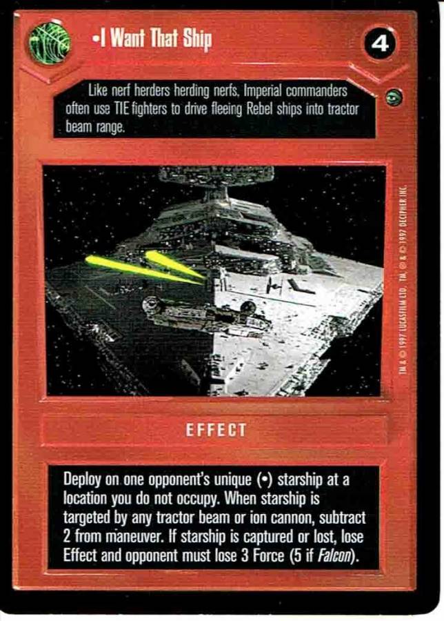 STAR WARS CCG DAGOBAH BLACK BORDER DARK SIDE I WANT THAT SHIP ex