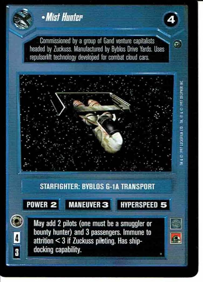 STAR WARS CCG DAGOBAH BLACK BORDER DARK SIDE MIST HUNTER lp