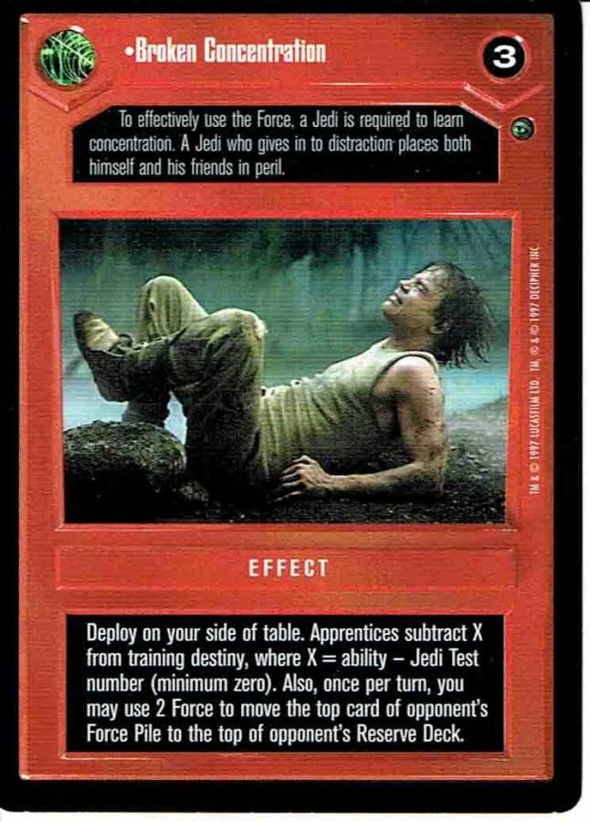 STAR WARS CCG DAGOBAH BLACK BORDER DARK SIDE RARE BROKEN CONCENTRATION ex