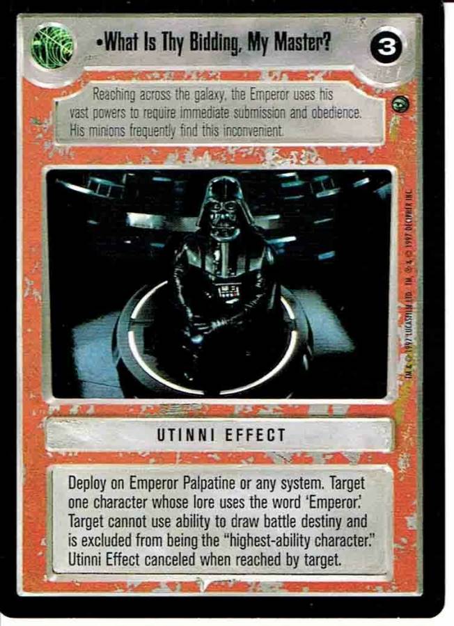 STAR WARS CCG DAGOBAH BLACK BORDER LIGHT SIDE WHAT IS THY BIDDING MY MASTER? ex