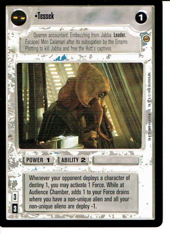 STAR WARS CCG JABBA'S PALACE BLACK BORDER LIGHT SIDE RARE TESSEK lp