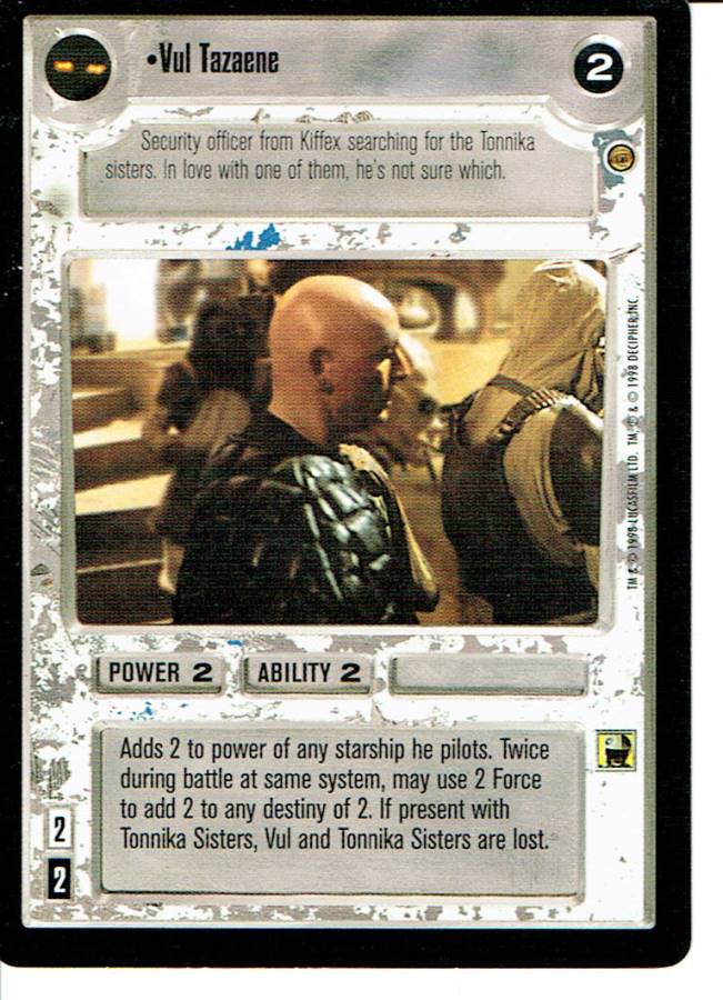 STAR WARS CCG JABBA'S PALACE BLACK BORDER LIGHT SIDE RARE VUL TAZAENE lp