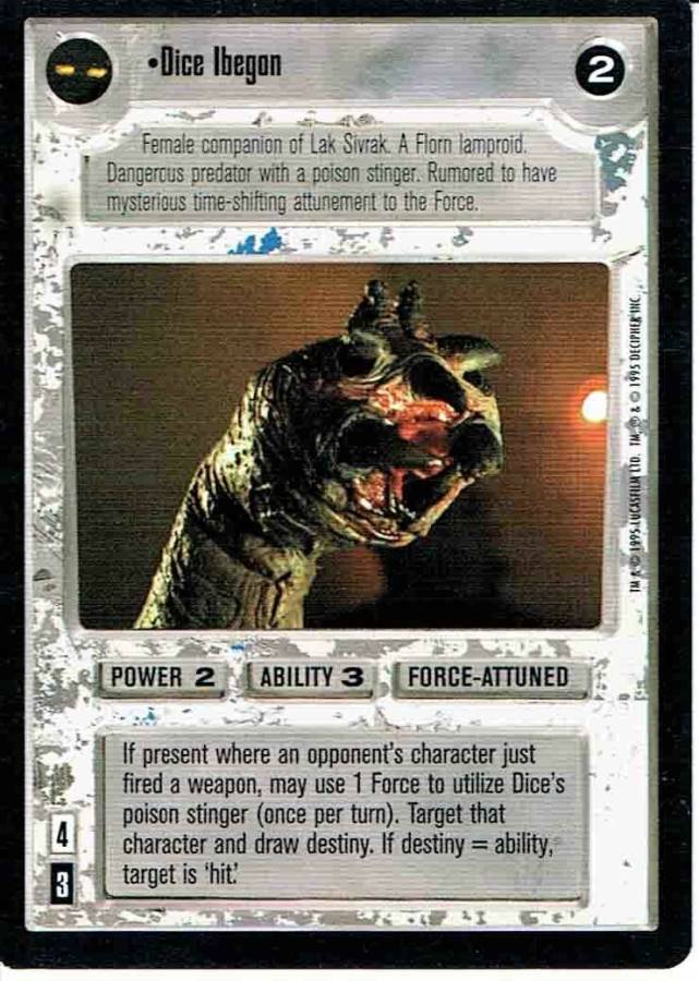 STAR WARS CCG PREMIERE BLACK BORDER RARE DICE IBEGON ex