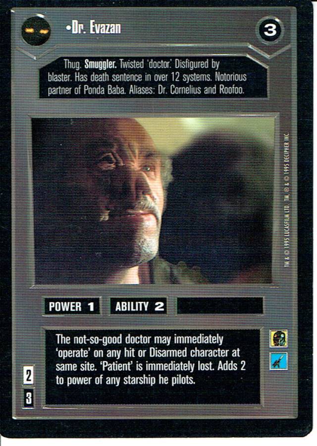 STAR WARS CCG PREMIERE BLACK BORDER RARE DR. EVAZAN lp