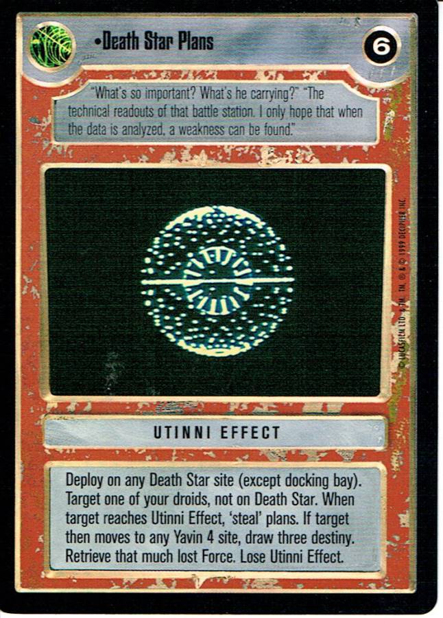 STAR WARS CCG REFLECTIONS VRF CARD DEATH STAR PLANS
