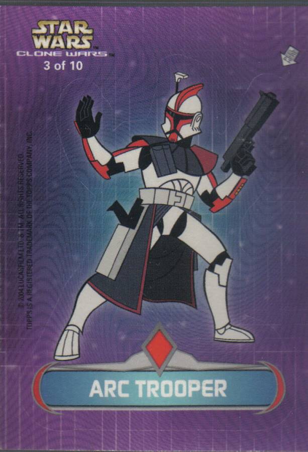STAR WARS CLONE WARS STICKER CARD 3 OF 10