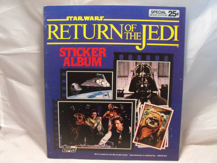 STAR WARS RETURN OF THE JEDI STICKER ALBUM PRODUCED BY TOPPS IN 1983
