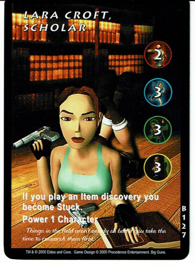 TOMB RAIDER CCG BIG GUNS RARE CARD B127 LARA CROFT, SCHOLAR
