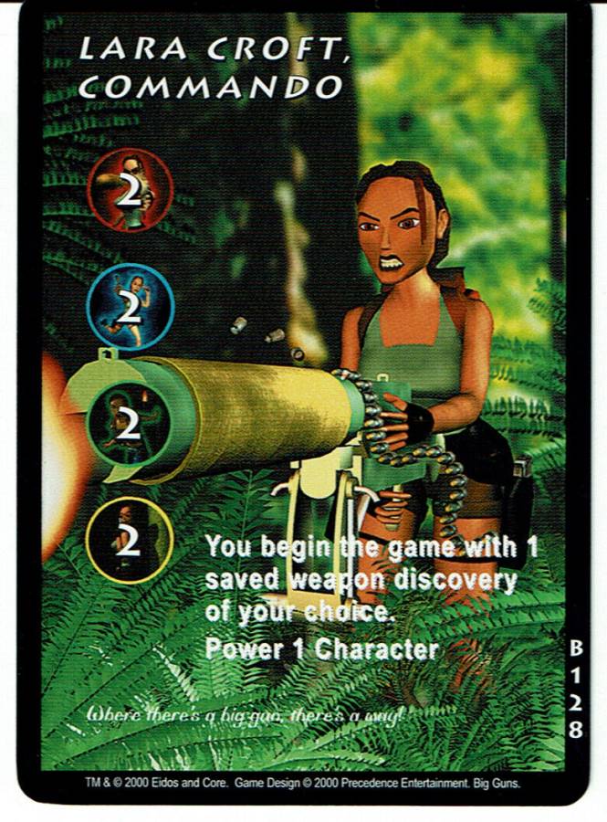 TOMB RAIDER CCG BIG GUNS RARE CARD B128 LARA CROFT, COMMANDO