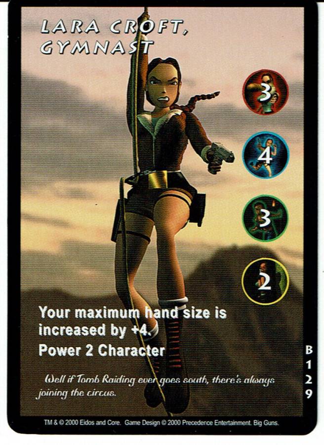 TOMB RAIDER CCG BIG GUNS RARE CARD B129 LARA CROFT, GYMNAST