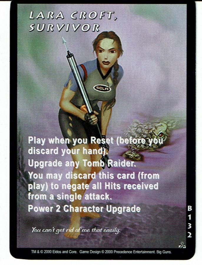 TOMB RAIDER CCG BIG GUNS RARE CARD B132 LARA CROFT, SURVIVOR