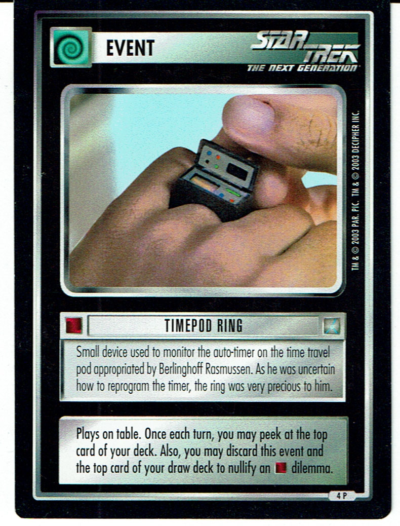STAR TREK CCG ALL GOOD THINGS, RARE CARD 4P TIMEPOD RING ex-nm