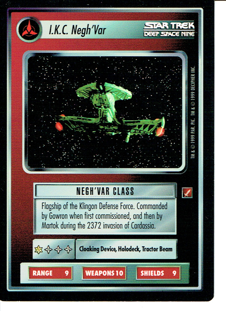 STAR TREK CCG BLAZE OF GLORY VERY RARE FOIL I.K.C. NEGH'VAR ex