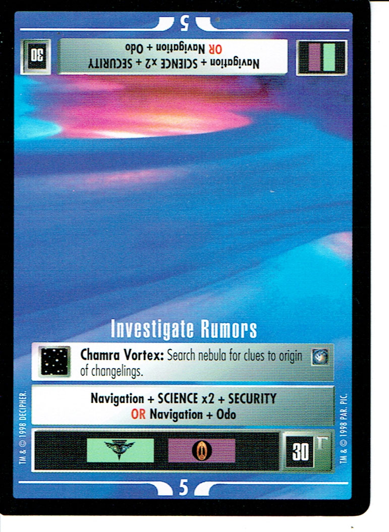 STAR TREK CCG DS9 RARE CARD INVESTIGATE RUMORS lp