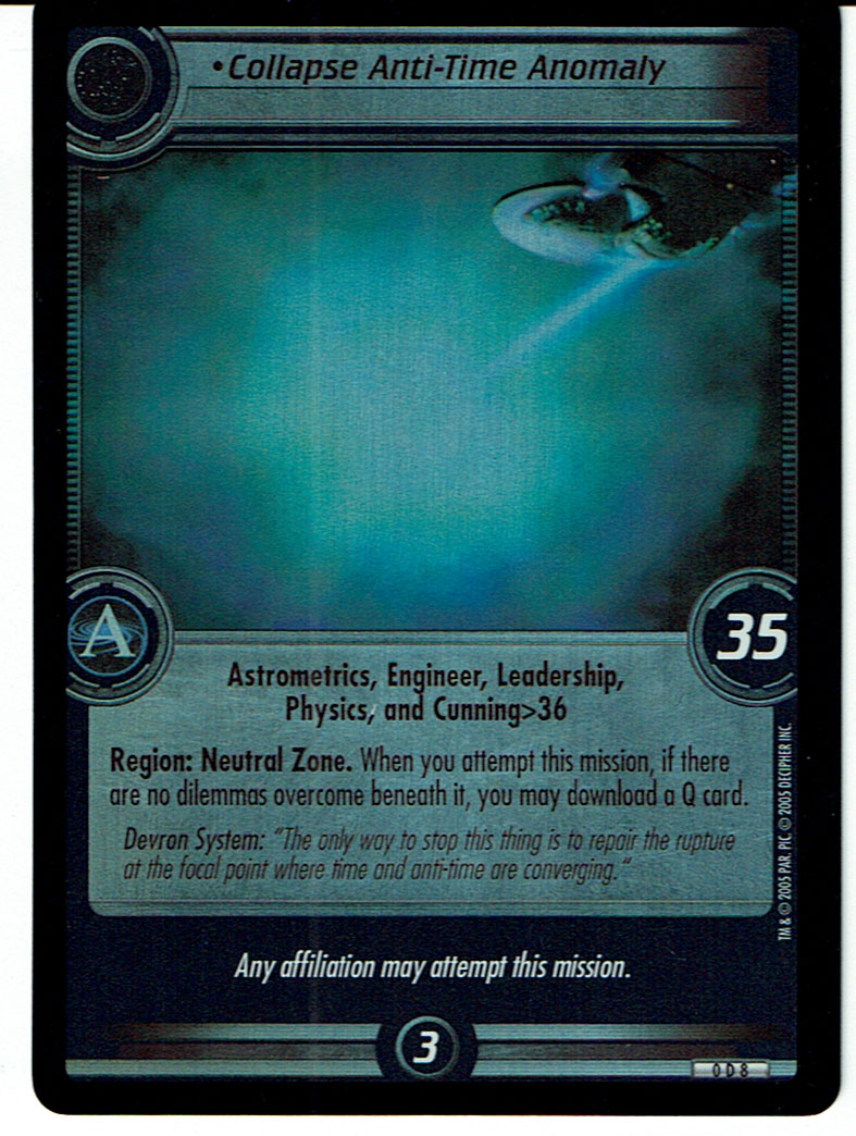 STAR TREK CCG 2E PROMO CARD 0D8 COLLAPSE ANTI-TIME ANOMALY (foil) ex