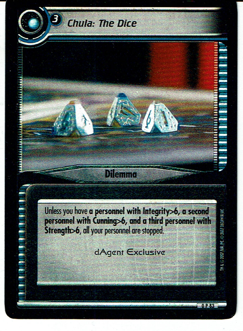 STAR TREK CCG 2E PROMO CARD 0P83 CHULA: THE DICE (foil) LP