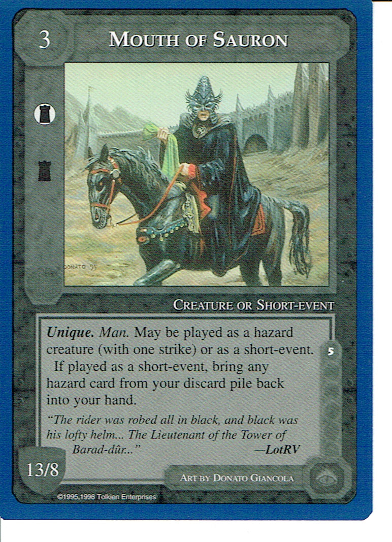 MIDDLE EARTH BLUE BORDER PREMIER RARE CARD MOUTH OF SAURON ex