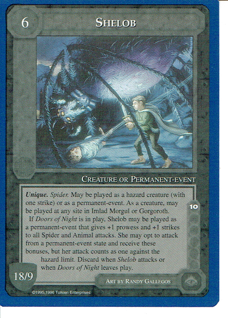 MIDDLE EARTH BLUE BORDER PREMIER RARE CARD SHELOB ex