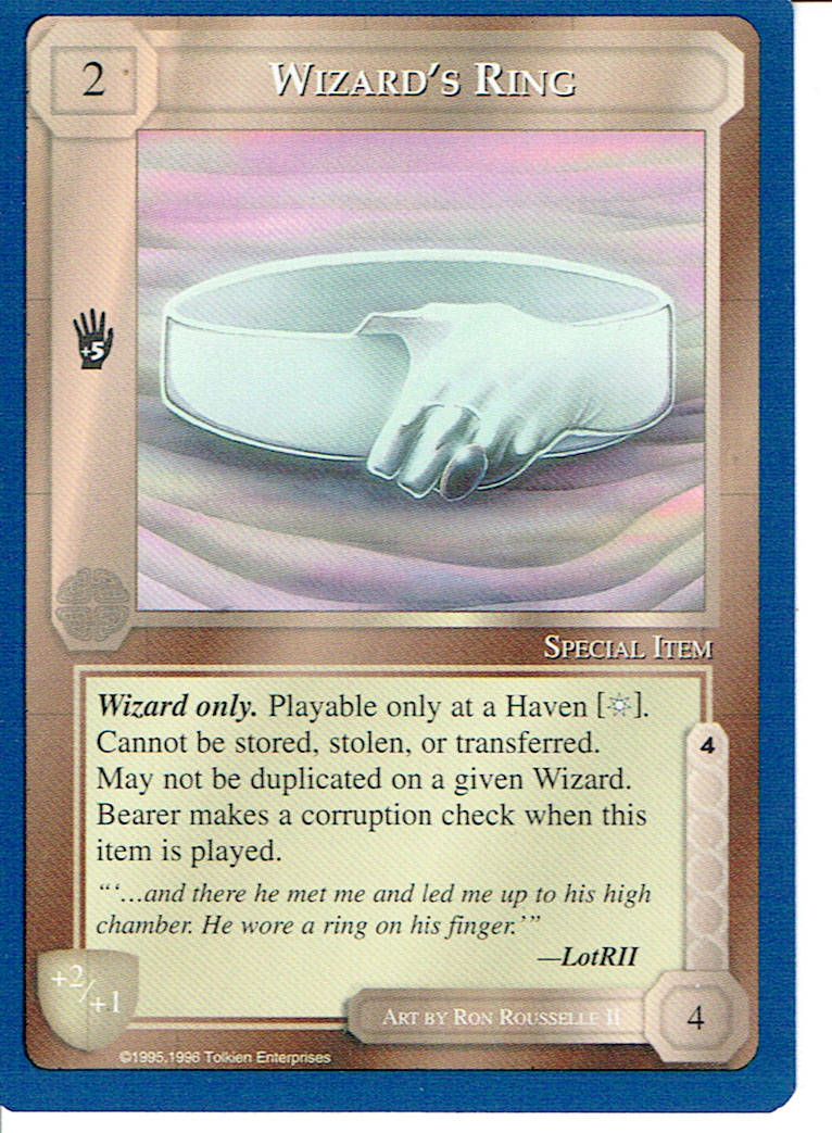 MIDDLE EARTH BLUE BORDER PREMIER RARE CARD WIZARD'S RING ex